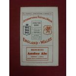 Wales v England, a programme from the game played at Cardiff on 22/10/1938