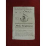 1933/34 Rugby League, Warrington v Wigan, a programme from the game played on 26/08/1933, rusty