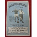 1930 England v Scotland, a programme from the game played at Wembley on 05/04/1930