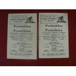 Rugby Union, Probables v Possibles, a pair of programme for games played at Swansea on 01/01/1938