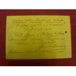 1912/1913 Aston Villa v West Ham Utd, a rare ticket from the FA Cup tie on 01/02/1913, the ticket