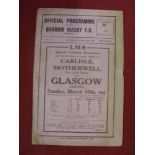 1934/35 Rugby League, Barrow v Wigan, a programme from the game played on 09/03/1935