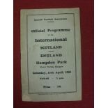 1929 Scotland v England, a programme from the game played at Hampden Park on 13/04/1929, folded,