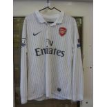 2009/2010 Arsenal, a match worn away, 3rd, white with black stripes, Premier League, as worn by No