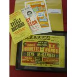 Pop Music Memorabilia, a collection of 4 Pop Flyers, advertising future concerts, Roy Orbinson,