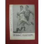 1964/65 Stuttgart v Arsenal, a programme from the game played on 11/08/1964