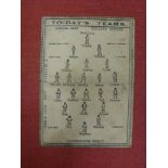 1899/1900 Walsall v Gainsborough Trinity, a card/programme for the game played at Hillam Street on