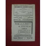 1942/43 Shamrock Rovers v Shelbourne, a programme from the game played on 13/12/1942