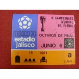 1970 Mexico, World Cup, a ticket from the Romania v Czechoslovakia game played at The Estadio