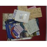 A collection of football memorabilia, to include over 20 tickets, including 1968/69 Chelsea v WBA (