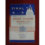 1937 Rugby League Cup Final, Keighley v Widnes, a programme from the game played at Wembley on 08/