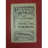 1921/22 Sheffield Utd Reserves v Manchester Utd Res, a programme from the game played on 17/04/1922