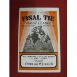 1933 Rugby League Cup Final, Huddersfield v Warrington, a programme from the game played at