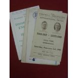 England, a collection of 4 football programmes from home games played at various venues, 1945