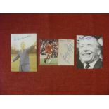 Autographs, a collection of 3 small pieces of card, with photographs, the signatures are, George