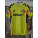 2013/14 Sunderland, a match worn, rare away yellow shirt, Premier League, as worn in the game,