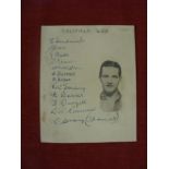 c1933 Sheffield Wednesday, an album page with 12 signatures in ink, including, Blenkinsop, Starling,