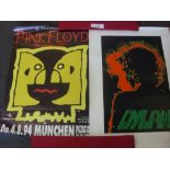 Pop Music Memorabilia, a pair of posters, Pink Floyd in Concert in Munich, Germany, and a Reliance