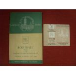 1948 Olympic Games, a programme and ticket from the Olympic Games Final, Sweden v Yugoslavia, played