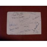 1945 England, a signed album page for game played at Wembley against France, the 12 signatures