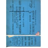1931/32 FA Cup Semi-Final, Arsenal v Man City, a ticket from the game played at Aston Villa on 12/