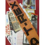 Pop Memorabilia, T Rex, Marc Bolan, a collection of programmes, fan club brochures, and a silk