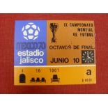 1970 Mexico, World Cup, a ticket from the Brazil (Winners) v Romania game played at The Estadio