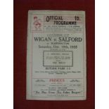 1935/36 Rugby LEAGUE, Wigan v Leeds, a programme from the game played on 12/10/1935