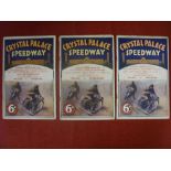 Speedway, Crystal Palace, a collection of 3 home programmes, 20/03/1933 Sheffield, 26/08/1933