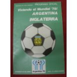 1977 Argentina v England, a very rare programme from the Friendly game played and part of the tour