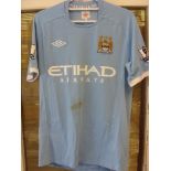 2010/2011 Manchester City, a match worn blue home shirt, Premier League, as worn by Number 5,