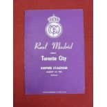 1961/62 Toronto City v Real Madrid, a rare football programme from the game played at the Empire