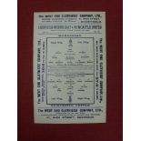 1903/1904 Sheffield Wednesday v Newcastle Utd, an ex bound volume football programme from the game