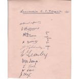 CRICKET - LANCASHIRE 1921 Large autograph album sheet signed by 23 players including Makepeace,