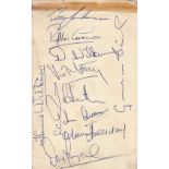 SHEF WED Two pages from an autograph album , 16 ink signatures including Megson, Fantham,