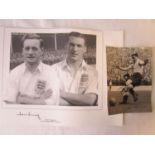 TOM FINNEY AND NAT LOFTHOUSE AUTOGRAPHS A large 17" X 12" black & white montage of both players