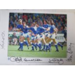 EVERTON AUTOGRAPHED PHOTOS Seventeen large 17" X 12" signed photographs with 39 autographs including