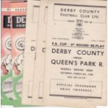 DERBY COUNTY Five home programmes , 47/8 v QPR (Cup replay), Charlton and Preston, 48/9 v Sunderland