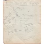 CRICKET AUTOGRAPHS A 6 x 7 album page, 14 signatures of the 1st Indian Tour to UK, collected 20th