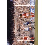 ENGLAND 1975 Colour 12” x 8” photo, showing Paul Mariner and Peter Barnes celebrating after