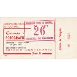 URUGUAY-ENGLAND 1977 Ticket for Uruguay v England , 15/6/77 in Montevideo, ticket issued to