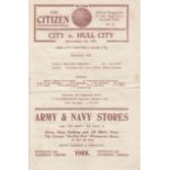 YORK CITY - HULL CITY 1933 York City home programme v Hull City, 9/9/1933, Midland League Reserves