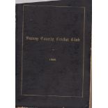 SURREY CRICKET 1900 Hardback Surrey County Cricket Club Handbook 1900, black covers with gilt