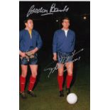 GORDON BANKS / GEOFF HURST AUTOGRAPHS A 12" x 10" colour photo of Gordon Banks and Geoff Hurst in