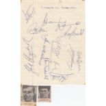 PORTSMOUTH AUTOGRAPHS 1960'S Two very small magazine / newspaper pictures and a white lined sheet.