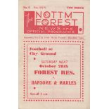 NOTTM FOREST - MANSFIELD 44 Nottingham Forest home programme v Mansfield, 21/10/44 and Mansfield