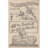 NEWCASTLE - WEST HAM 1939 Newcastle home programme v West Ham, 25/2/1939, slight fold, minor mark,