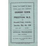 GRIMSBY - PRESTON 46 Grimsby home programme v Preston, 4/5/46, four page issue, slight fold.