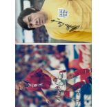 ENGLAND AUTOGRAPHS Two individually signed 10" X 8" colour photographs of Gordon Banks and Rio