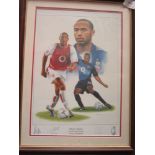 THIERRY HENRY / ARSENAL / AUTOGRAPHED Framed and glazed limited edition 30" X 23" colour montage